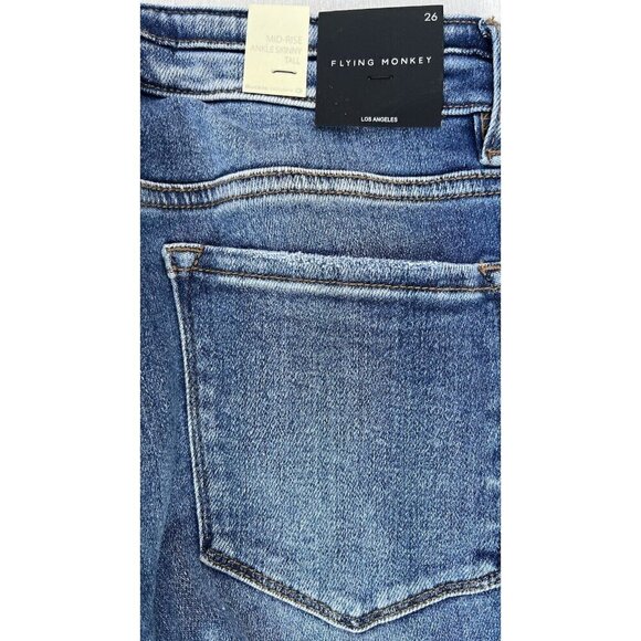 Flying Monkey Women's Blue Denim Mid-Rise Ankle Skinny Jeans Size 26 - Picture 7 of 13